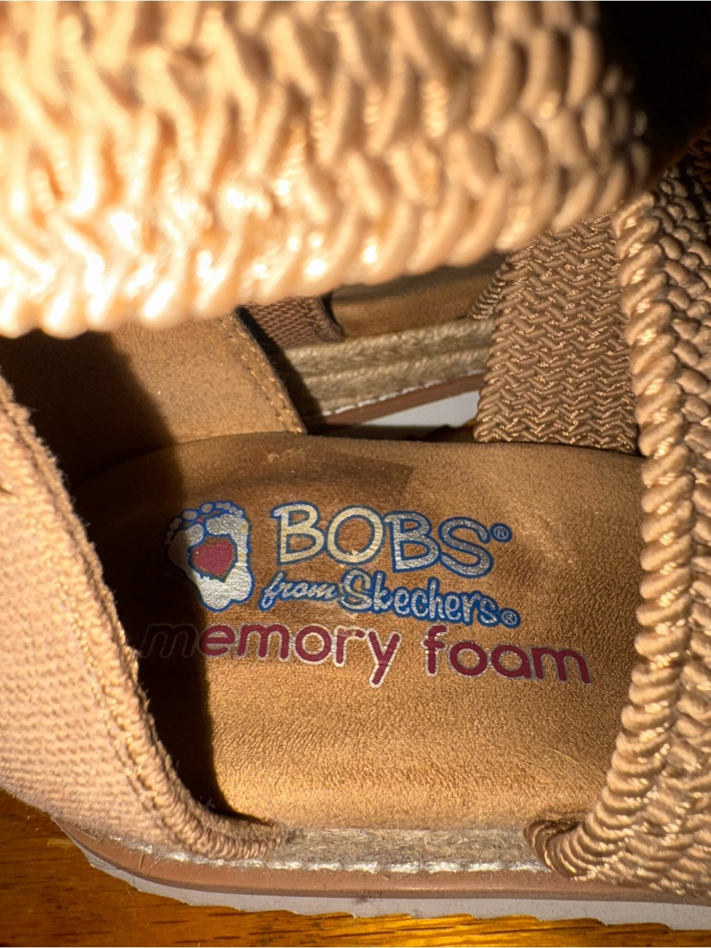 BOBS from Sketchers Woven Strappy Platform Espadrille Sandals Tan Taupe Size 8.5 - Picture 14 of 16
